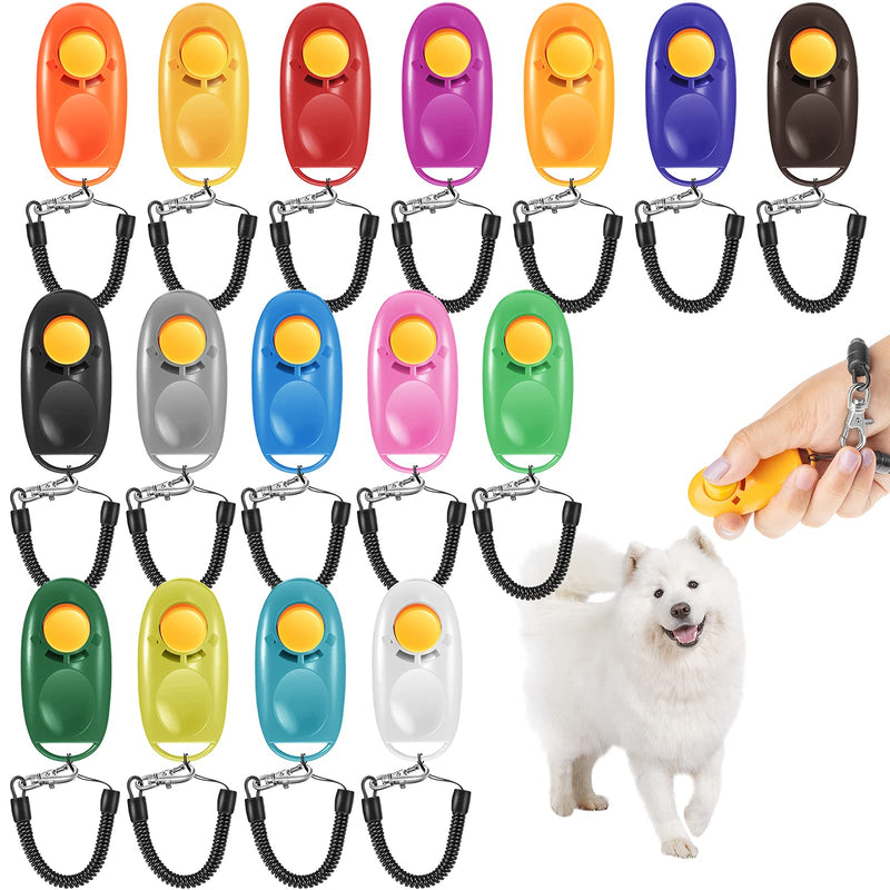 Frienda 16 Pieces Dog Training Clicker with Wrist Strap Big Button Pet Training Clicker Dog Clickers Pet Training Tools for Dogs Cats Birds Horses Behavioral Training,16 Colors - PawsPlanet Australia