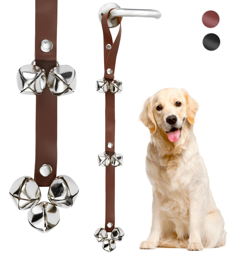 BORONG Leather Door Bells for Dogs Potty Doorbells for Dogs Training Dog Buttons for Communication Dog Training Bell (Brown) - PawsPlanet Australia