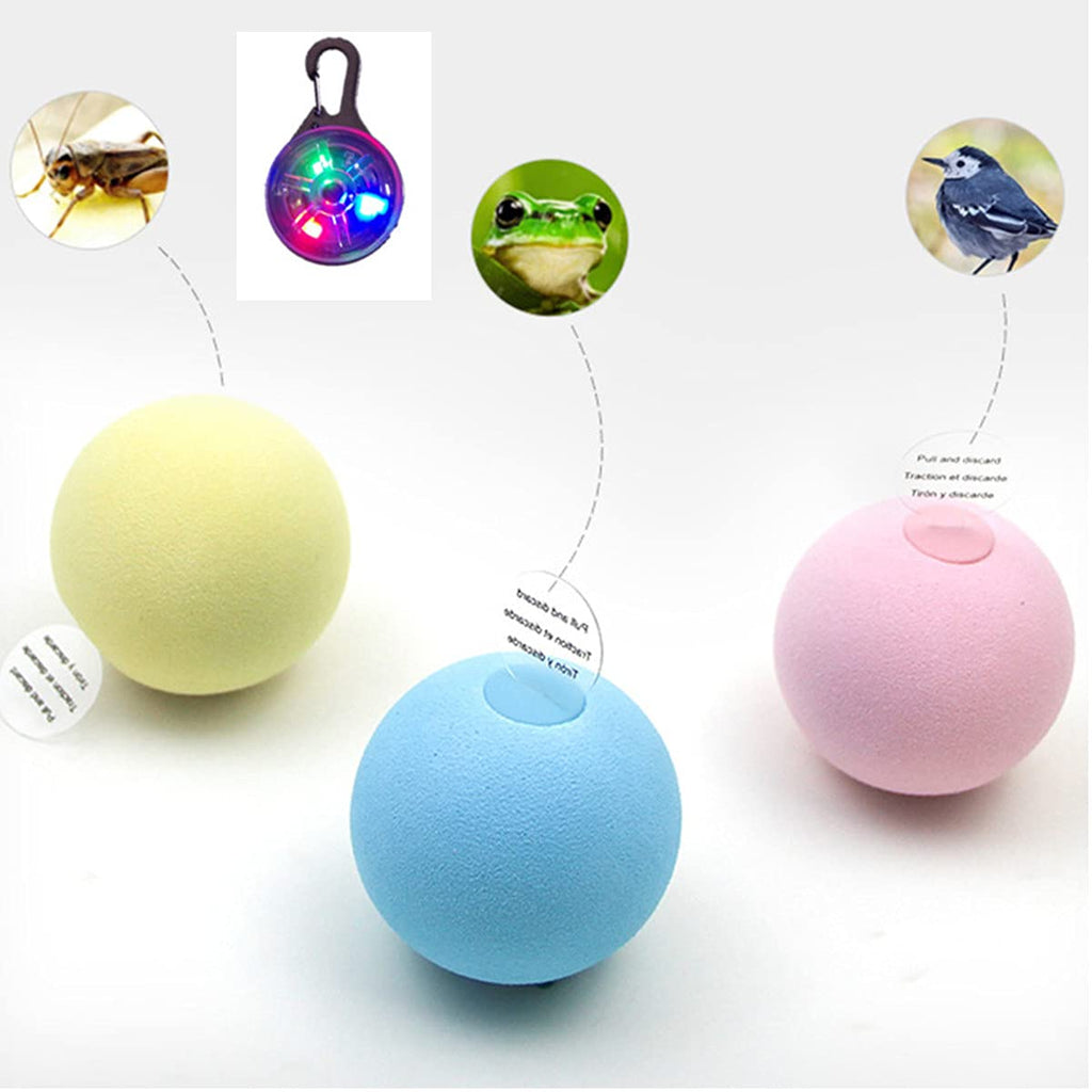 3 Pack Cat Toy Ball, Including Frog, Cricket, Bird Three Kinds of Calls for Cat Toy Ball, Cat Toys for Indoor + Free Bonus 1pcs LED Collar Light - PawsPlanet Australia