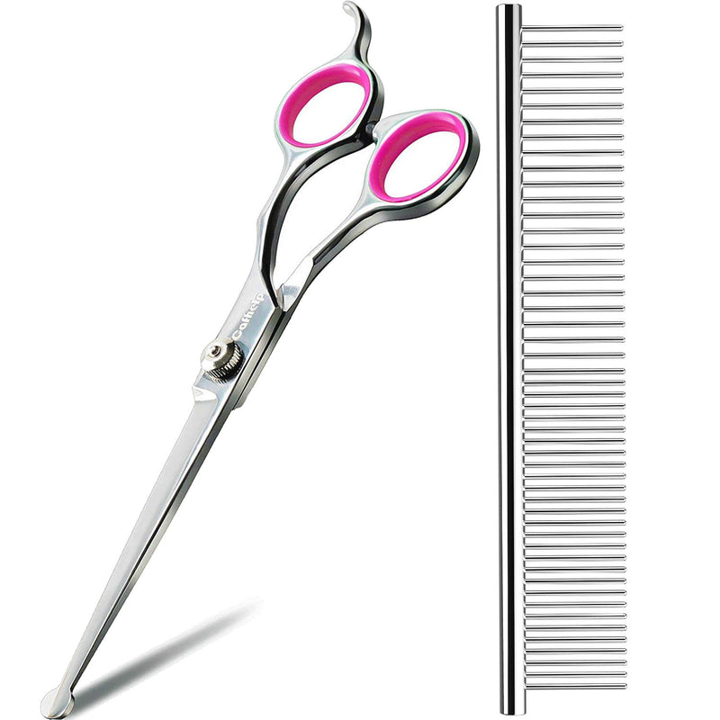 Cafhelp Dog Grooming Scissors and Dog Comb, 6.5IN Rounded Tip Dog Scissors for Grooming and Cat Comb, Professional Stainless Steel Dog Grooming Shears, 2 in 1 Grooming Tool for Dogs, Cats etc. - PawsPlanet Australia