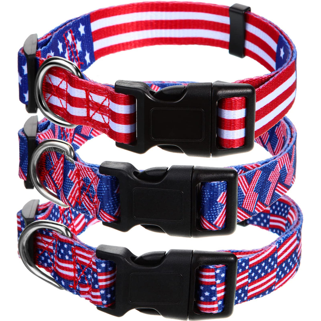 3 Pieces American Flag Dog Collars Adjustable Soft Comfortable Pet Collars for Cats Dogs and Puppies (S) S - PawsPlanet Australia