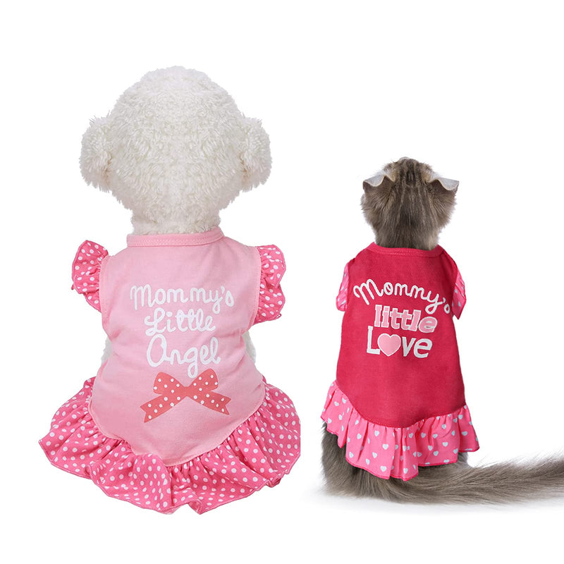 Banooo 2 Pcs Sleeveless Dog Pink Dress for Girl Dog Pet Clothes Dog Apparel for Small Medium Dogs and Cats Puppy Skirt with Ruffles Pet Vest Cool for Summer (XS, Rose Red+Pink) X-Small - PawsPlanet Australia