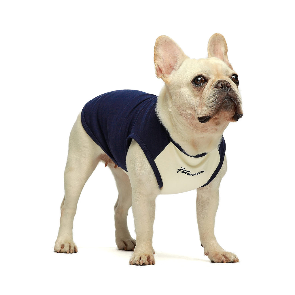 Fitwarm 100% Cotton Embroideried Dog Shirts T Shirt Pet Clothes Puppy Tee Cat Vest Doggie Top X-Small Blue - PawsPlanet Australia