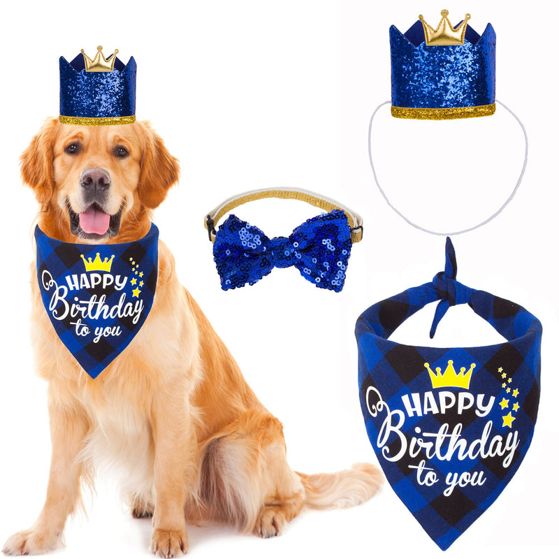 ADOGGYGO Dog Birthday Party Supplies, Dog Birthday Hat Bandana Scarf with Cute Dog Bow Tie for Small Medium Dogs Pets - PawsPlanet Australia