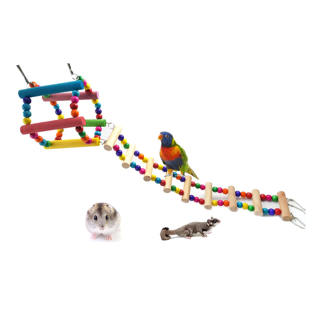 N\A Bird Ladder Parakeet Toys in Bird Cage, Rainbow Swing Hanging Bird Cage for Parakeets, Rope Perch Hamster Bridge Rat Cages Parakeet Cage Accessories for Pet Crawling and Trainning - PawsPlanet Australia