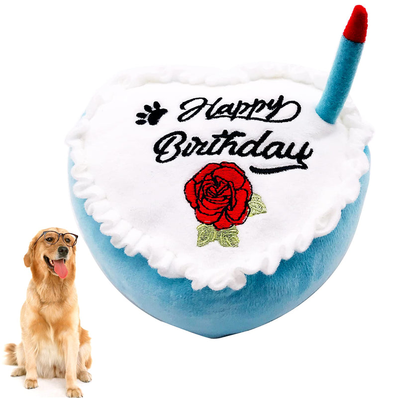 PET SHOW Dog Birthday Toy Cake Girl Heart Plush Dog Toys with Bell Inside for Small Medium Large Dog Boy Cats Puppies Party Supplies (Blue) Blue - PawsPlanet Australia