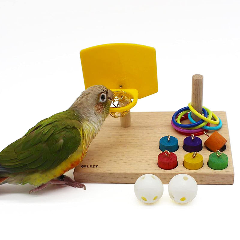 QBLEEV Bird Toys, Bird Trick Tabletop Toys, Training Basketball Stacking Color Ring Toys Sets, Parrot Chew Ball Foraing Toys, Education Play Gym Playground Activity Cage Foot Toys Combination toy - PawsPlanet Australia