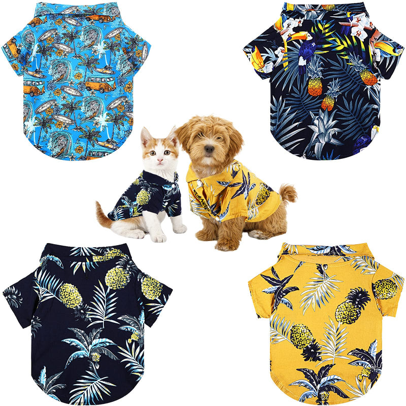 4 Pieces Pet Shirts Puppy Hawaiian Style T-Shirts Beach Cool Puppy Clothes Breathable Pet Summer Shirt Doggie Beach Short Sleeve Apparel for Small to Large Dogs (Parrot, Sailboat, X-Small) Parrot, Sailboat - PawsPlanet Australia