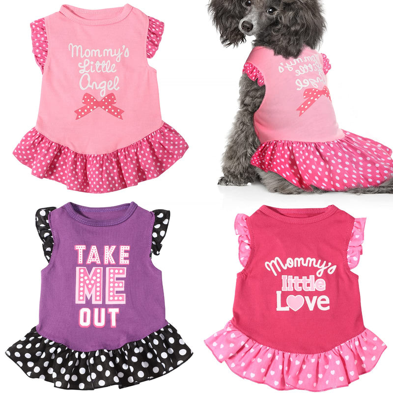 3 Pieces Dog Dress Pet Tutu Dress Dot Heart Mesh Puppy Dress Cute Dog Princess Skirt Elegant Pet Summer Apparel Doggie Clothes for Small Dogs Cats Pets (X-Small) X-Small - PawsPlanet Australia