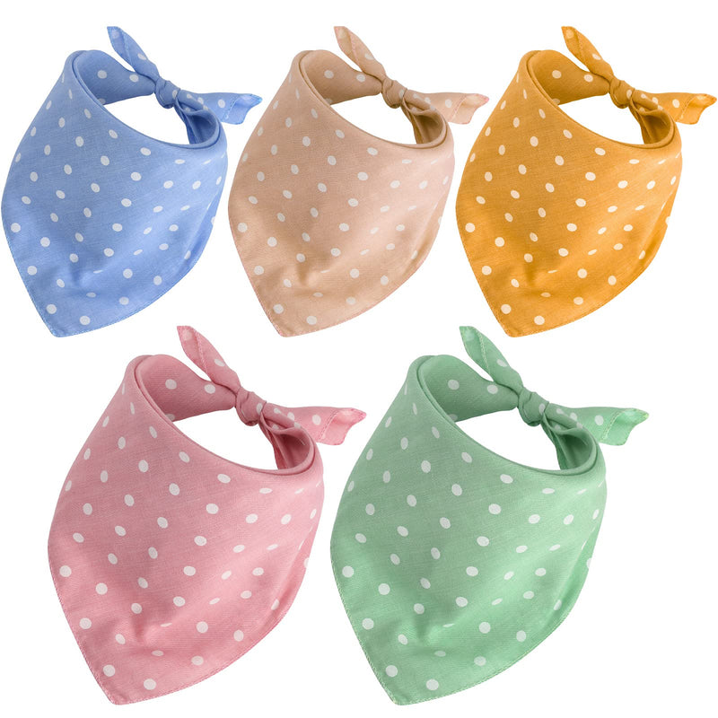 5 Pieces Dog Bandana Pet Summer Bandana Point Dog Kerchief Washable Dog Scarf Bandana Soft Comfortable Dog Daily Bib Adjustable Accessory for Dog Pet Green, Pink, Ginger, Khaki, Blue Dot - PawsPlanet Australia