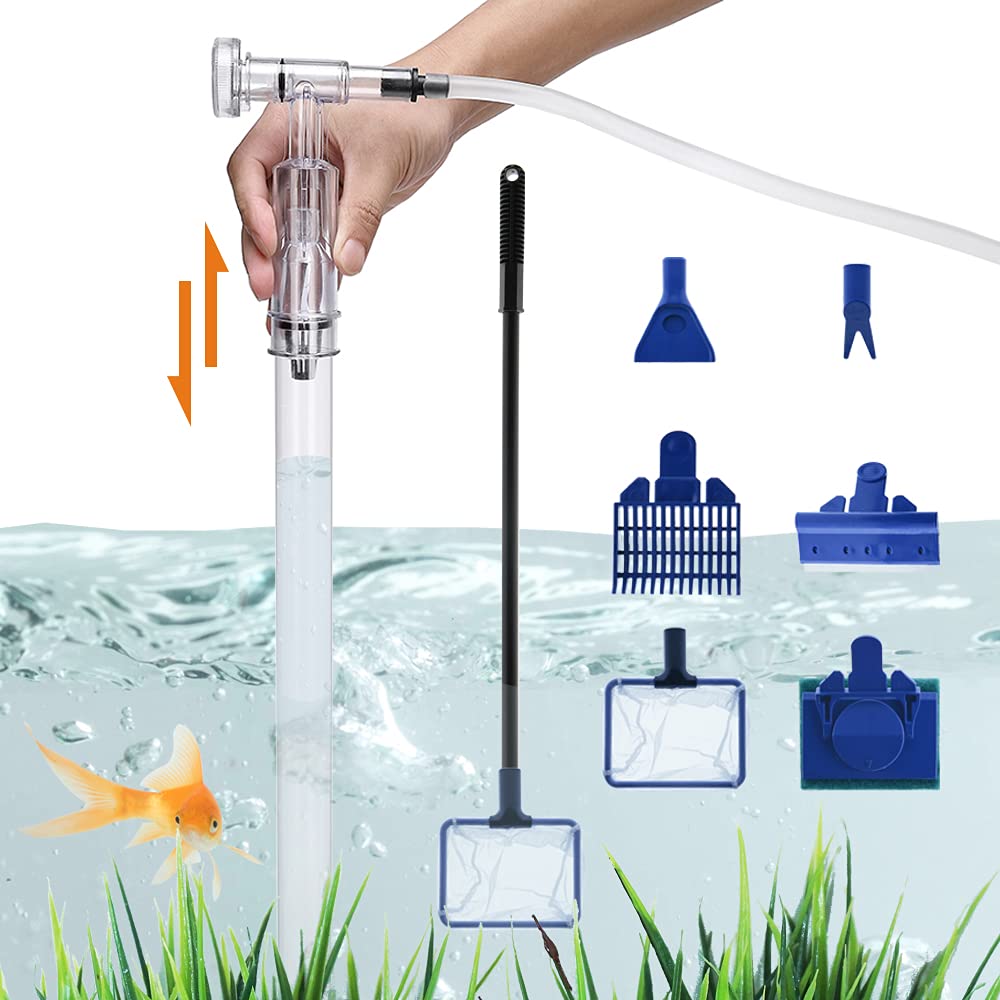 Fish Tank Cleaner Aquarium Siphon Vacuum Gravel - Aquarium Cleaning Tools Kit Algae Scraper Brush and Water Changer with Adjustable Water Flow Controller, Sand Cleaning 16-36 gallons - PawsPlanet Australia