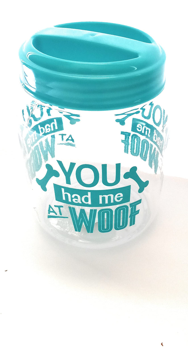 Shanny Network Plastic Airtight Dog Pet Treat & Food Storage Container Canister, 1 Blue and White with Bone Print and You had me at WOOF. - PawsPlanet Australia