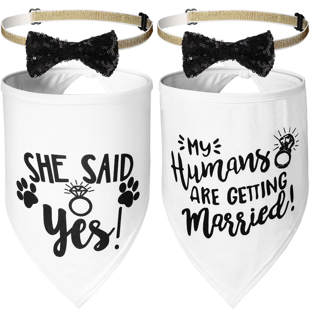 4 Pieces Wedding Dog Bandana with Bling Dog Bow Tie Wedding Pet Accessories Wedding Dog Scarf Printed My Humans are Getting Married and She Said Yes for Puppy Pet Dogs - PawsPlanet Australia