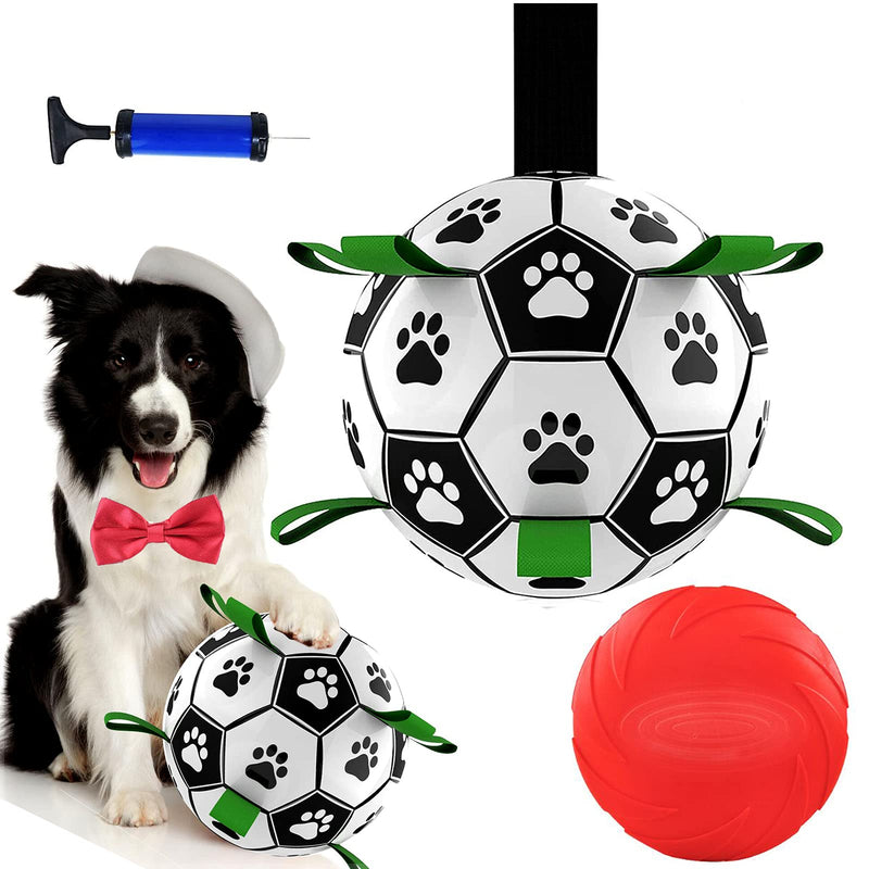 Upgrade Dog Soccer Ball Interactive Dog Toys with Grab Tabs, Durable Dog Tug Toy with Dog Frisbees, Fun Dog Water Toy, Indoor-Outdoor Dog Balls for Small & Medium Dogs, Dog Football Toys (6 inch) - PawsPlanet Australia