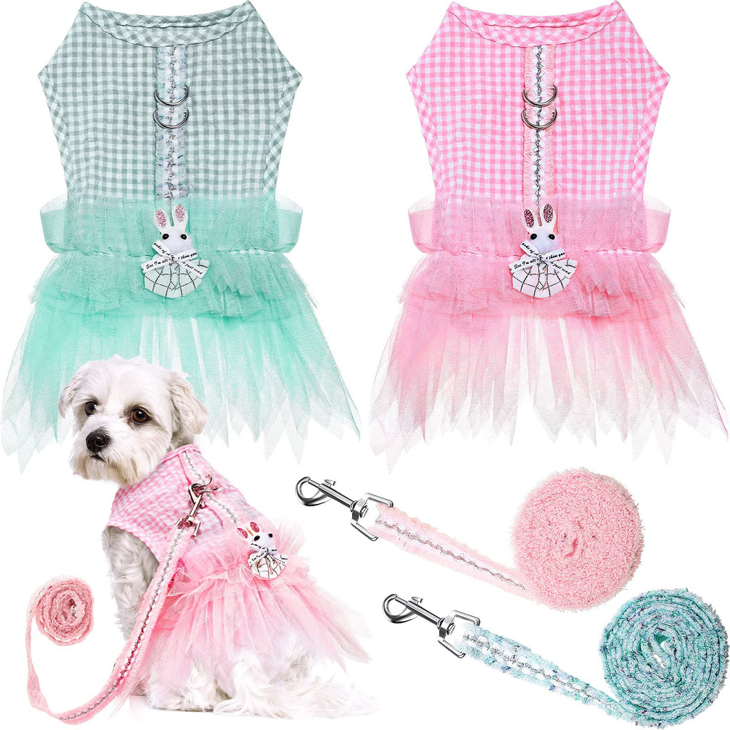 Frienda 2 Pieces Dog Princess Dress with Leash Puppy Skirt Summer Dog Dress Clothes with Leash Ring for Puppy Cats Dogs (Small) Small - PawsPlanet Australia