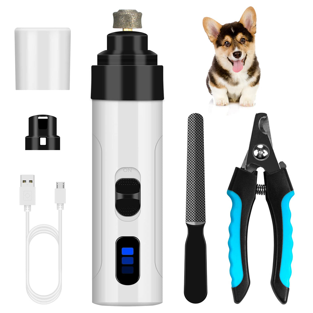 ATESON Dog Nail Grinder,Rechargeable Pet Nail Trimmer with Clipper,Low Noise,Professional Painless Pet Paws Grooming&Smoothing Tool for Small Medium Large Dogs and Cats - PawsPlanet Australia