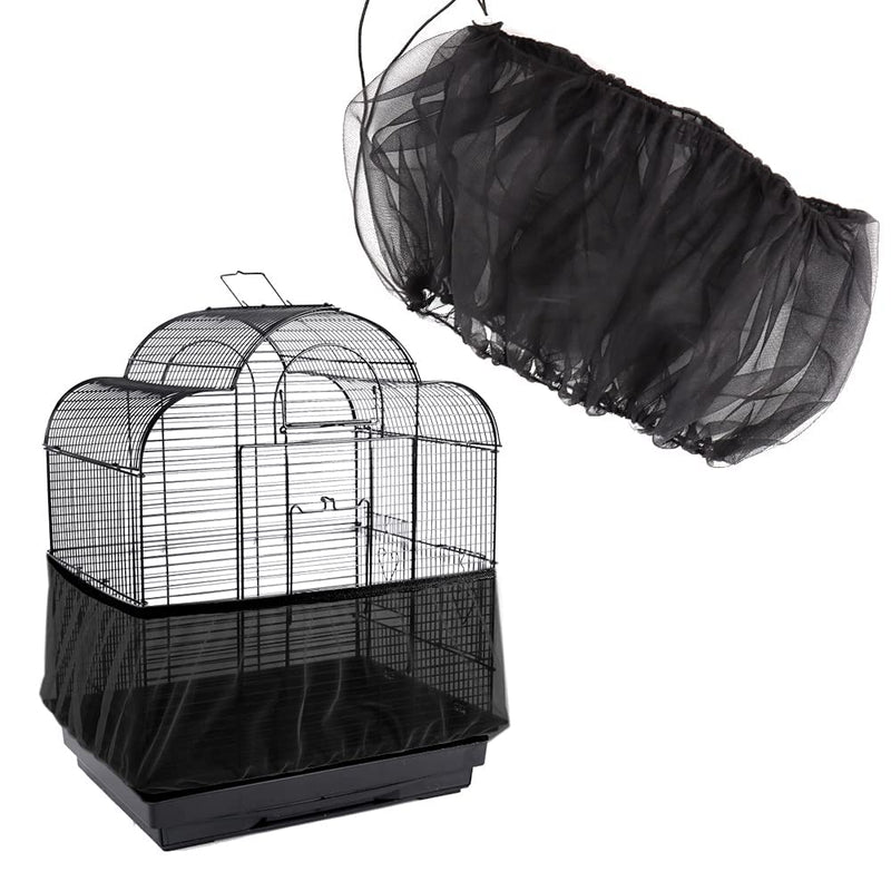 ZOCONE Bird Seed Guards & Catchers Stretchy Adjustable Drawstring Bird Cage Mesh Net Cover Cage Skirt 8"x80" Black - PawsPlanet Australia