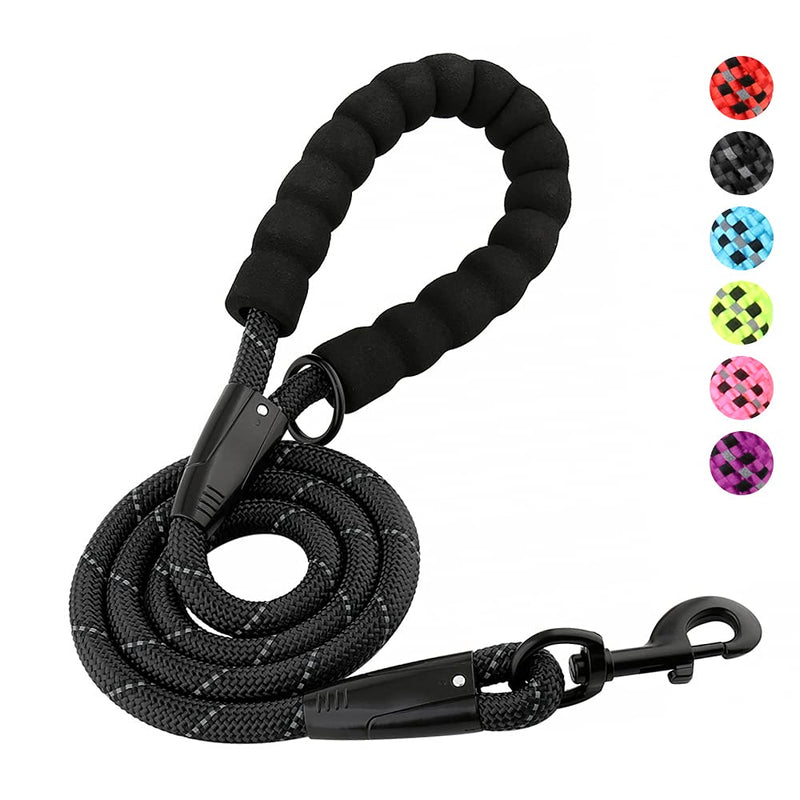 Plutus Pet Heavy Duty Rope Dog Leash with Comfortable Padded Handle, Highly Reflective Strong Sturdy 4/5/6 FT Dog Leash for Small Medium Large Dogs(1/2"×4', Black) 1/2"×4' - PawsPlanet Australia
