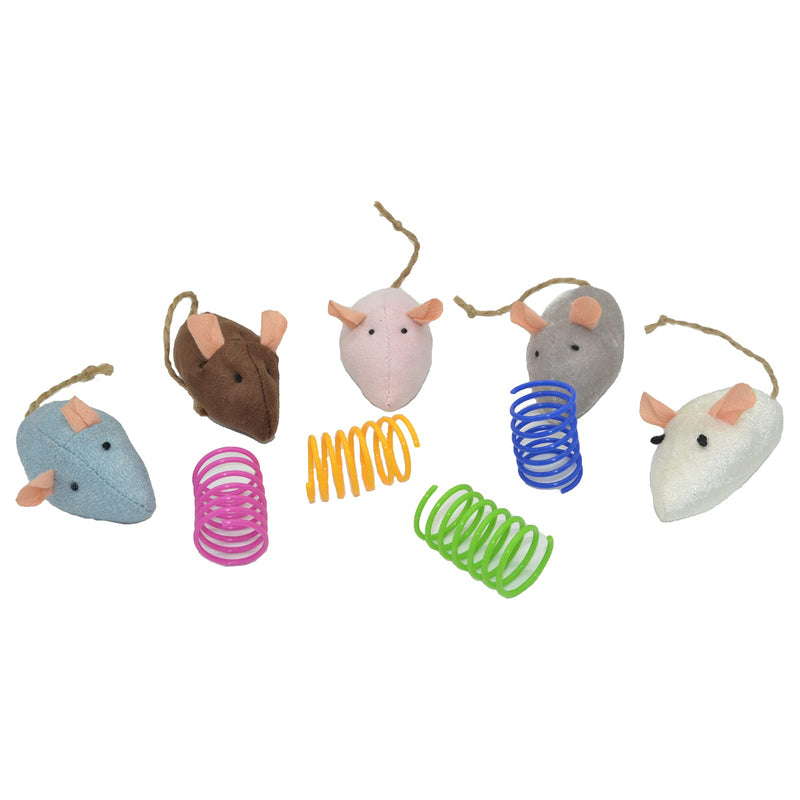 20 Pieces Cat Toy, Cat Spring Toy and Squeak Plush Mouse, Colorful Cat Plastic Coil, Cute Kittens Mice Toy Cat Bite Toy - PawsPlanet Australia