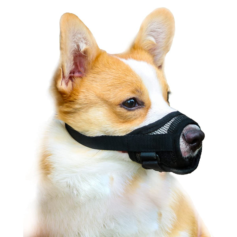 Mayerzon Dog Muzzle with Adjustable Velcro to Prevent Biting Barking and Chewing, Air Mesh Breathable Pet Muzzle for Small Medium Large Dogs S-(Snout4.5-6.5'') Black - PawsPlanet Australia