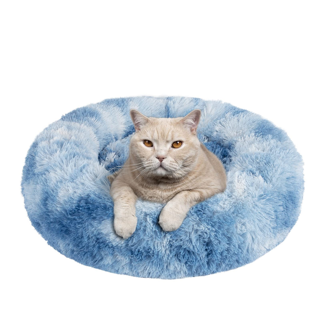 JOEJOY Dog Bed Cat Bed, Calming Orthopedic Pet Puppy Bed Donut Cuddler Machine Washable Ultra Soft Faux Fur for Small Medium Breed Dogs Cats 16inch for pet up to 5lb Blue - PawsPlanet Australia