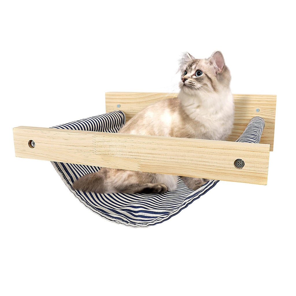 Takezuaa Cat Hammock Wall Mounted Large Cats Shelf with Removable Fabric Wooden Kitten Furniture Hanging Bed Perches Shelf Cat Climbing Frame Pet Hammock Shelf for Sleeping,Playing and Lounging - PawsPlanet Australia