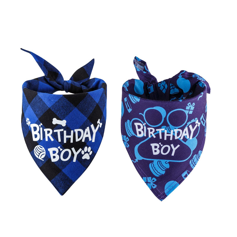 TCBOYING 2 Pack Dog Birthday Bandana, Dog Birthday Boy Bandana Plaid Square Triangle Scarf for Medium Large Dog Birthday Party Supplies Decorations - PawsPlanet Australia