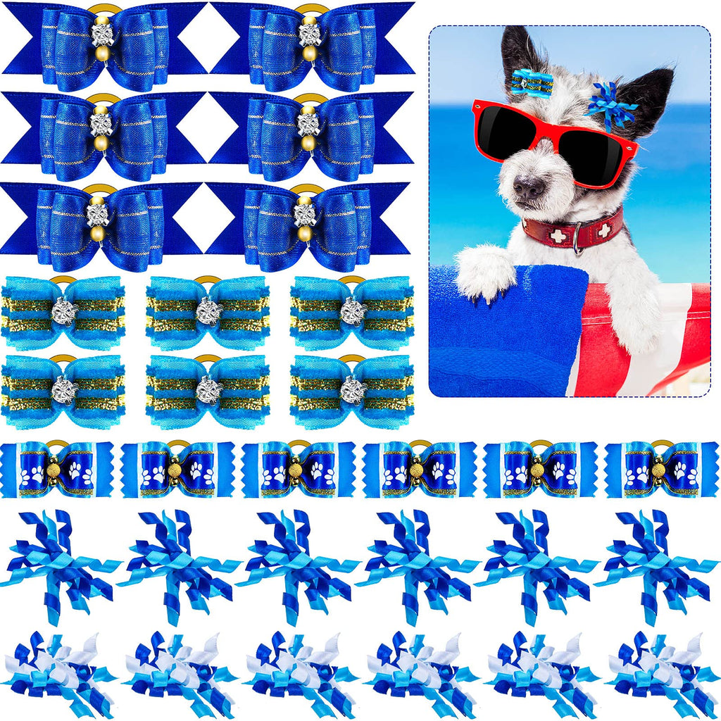 Weewooday 30 Pieces/ 15 Pairs Dog Bow Ties Blue Small Dogs Hair Bows Summer Themed Dog Hair Bows for Pet Grooming Accessories, Mixed Styles - PawsPlanet Australia