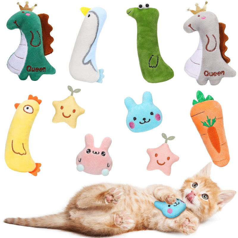 Sumind 10 Pieces Catnip Toys Cat Chew Toy Anti-Biting Plush Interactive Kitten Toys Bite Resistant Catnip Toys Soft Cartoon Teething Chew Toys for Indoor Cats - PawsPlanet Australia