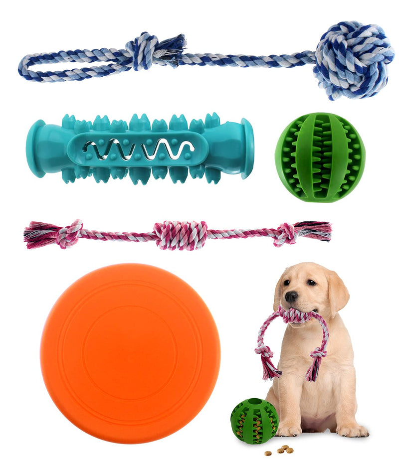 Dog Chew Toys for Puppy Supplies 5 Pack Puppy Teething Chew Dog Toys for Aggressive Chewers Dog Rope Toy Treats Dsipenser Ball Durable Interactive Training Toy for Small Medium Large Dog Puzzle Toys - PawsPlanet Australia