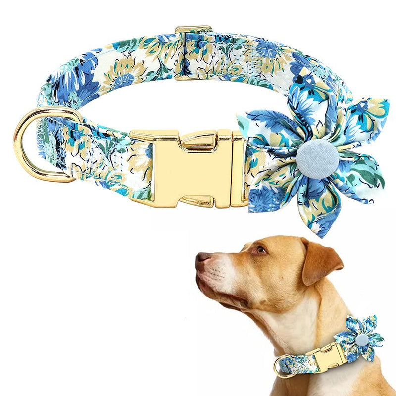 Female Dog Collars for Small/Medium/Large Dog, Soft & Comfy Adjustable Dog Collar with Safety Buckle, Dog Collar for Small Dogs, Size Small, Fit Necks: 11’’-18’’, Blue, DALUZ S - PawsPlanet Australia