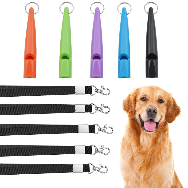 ROLLMOSS 5 Pcs Dog Whistle to Stop Barking Neighbors Dog, High Pitch Plastic Dog Whistle to Make Dogs Come to You, Silent Dog Whistle, Professional Dog Whistle Training with Lanyards and Key Rings - PawsPlanet Australia