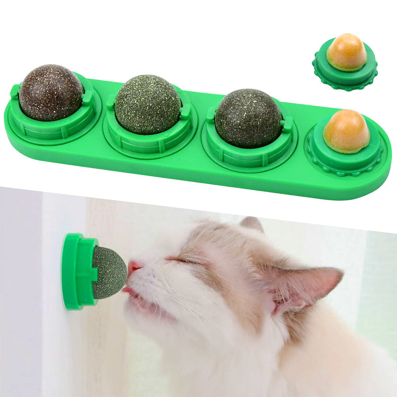 LMUGOOS Catnip Cat Toys with 2 Candies, Catnip Wall Ball Toys for Indoor Cats, Rotatable Safe Healthy Edible Licking Balls for Kitty Playing, Kitten Chew Cleaning Teeth Treats Toys… Green - PawsPlanet Australia