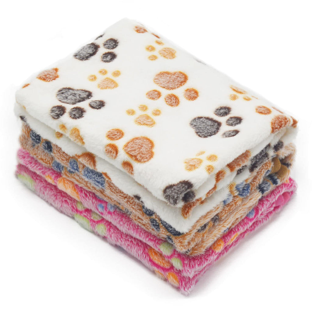 1 Pack 3 Puppy Blankets Super Soft Warm Sleep Mat Paw Print Blanket Fluffy Premium Fleece Pet Blanket Flannel Throw Dog Blankets for Small Dogs Puppy Cat ,Small(23"x15") Small(23"x15") Beige/Brown/Pink - PawsPlanet Australia