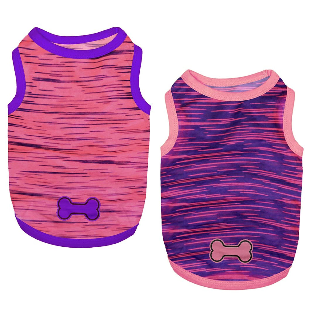2 Pack Dog Shirts Cute Dog Clothes for Small Medium Girl Boy Soft Vest for Puppy and Cat Quick Dry Breathable Summer Pet Apparel Pink+Purple - PawsPlanet Australia