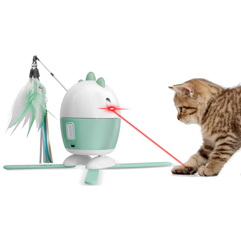 Pemaxs Interactive Cat Toys，Electric Automatic Cat Feather Toys for Indoor Cats Kitten, 360°Rotating Cat Toys with 2 Feathers, USB Charging and Adjustable - PawsPlanet Australia