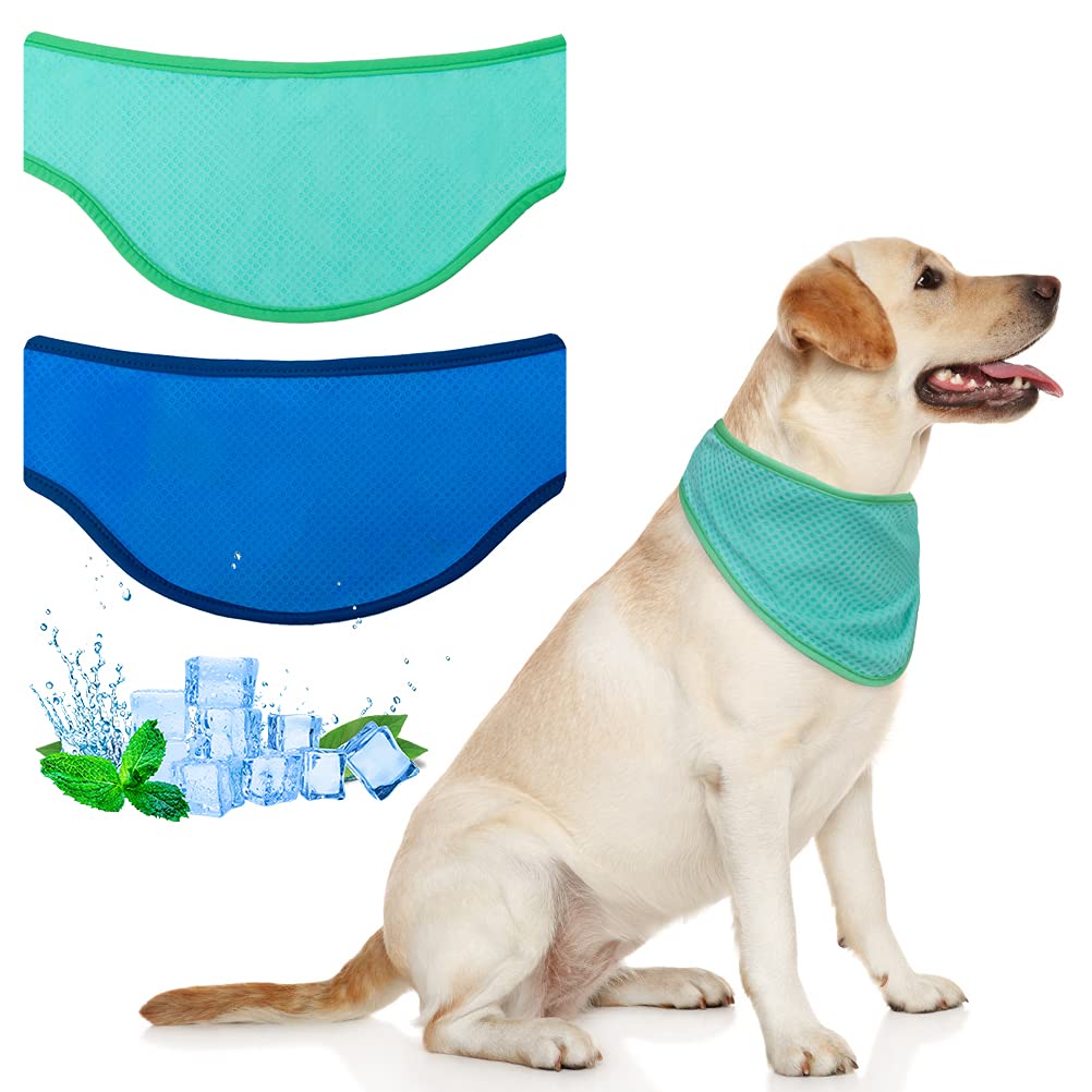 EXPAWLORER Self Cooling Dog Bandana 2 Pcs for Summer, Adjustable Breathable Pet Triangle Scarfs with Heat Dissipation, Fit for Small Medium Large Dogs, Puppies in Hot Days - Medium - PawsPlanet Australia