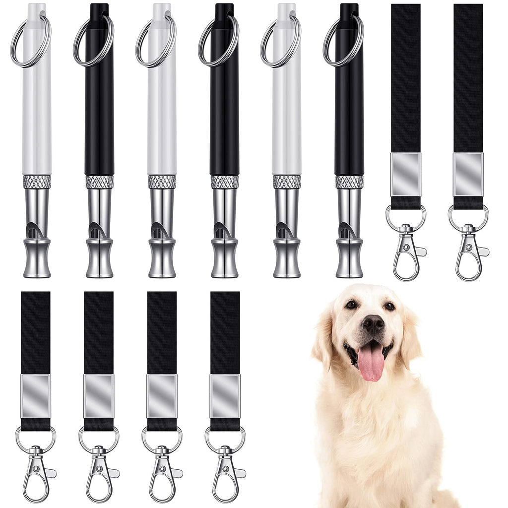 Frienda 6 Pieces Dog Whistles Ultrasonic Dog Whistles Ultrasonic Whistles with Adjustable Pitch Silent Whistles with Lanyard Black and White for Pet Dog Training - PawsPlanet Australia