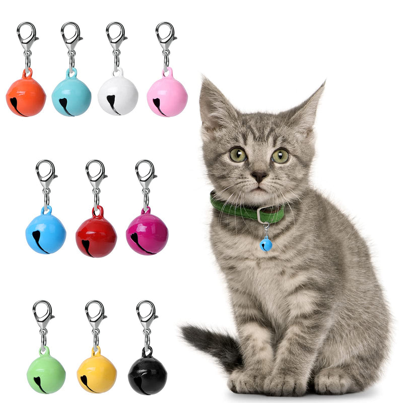 10 Pcs Cat Dog Collar Bells, Jingle Bell for Cat Collar, Dog Collar Charms, Colourful Pet Small Bells with Clasps, Pet Collar Accessories, Festival Party DIY Crafts Decoration, 10 - PawsPlanet Australia