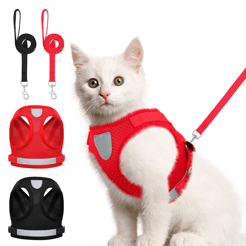 2 Pieces Mesh Cat Harness and Leash Set Adjustable Small Dog Harness Breathable Cat Vest Harness with Reflective Strap Safety Belt Fit for Walking Pet Kitten Puppy (S Size) S Size - PawsPlanet Australia