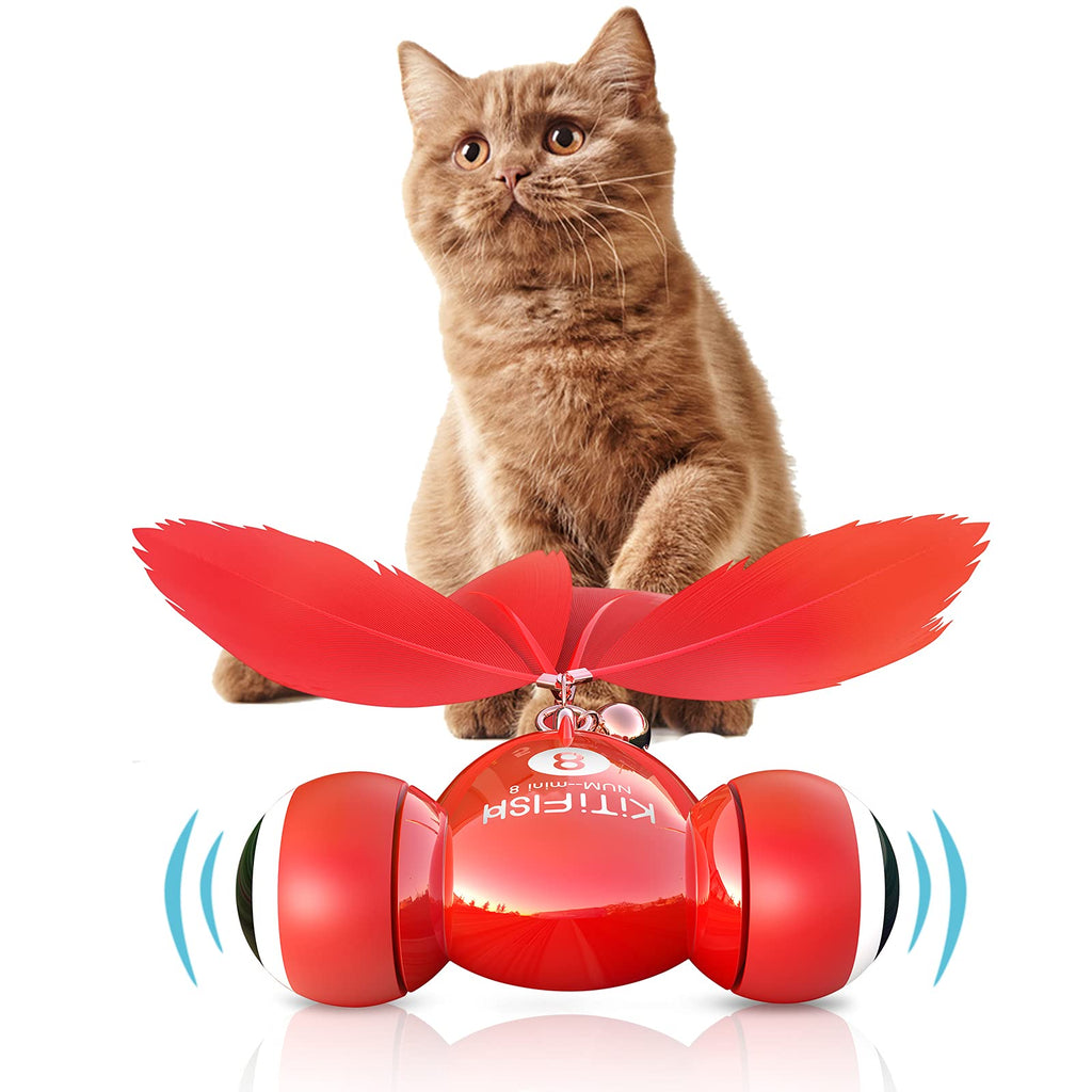 Automatic Cat Toys for Indoor,Robotic Interactive Cats Toys with Feather/Bells,360 ° Rolling,Kitten Toys with USB Rechargeable/LED Light - PawsPlanet Australia