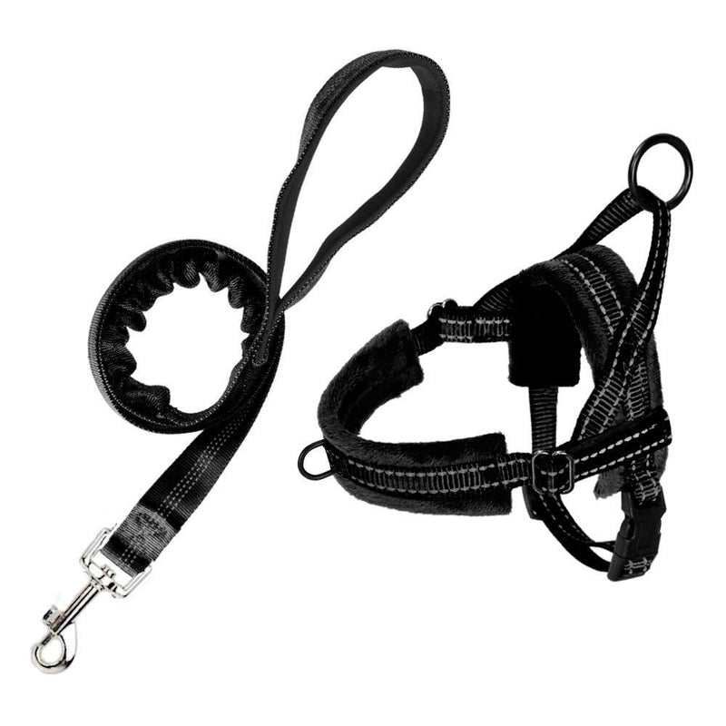 SlowTon No Pull Small Dog Harness and Leash, Front Lead Walk Vest Harness Soft Padded Reflective Adjustable Puppy Harness Anti-Twist Pet Lead Quick Fit for Small Dog Cat Animal XX-Small Black - PawsPlanet Australia