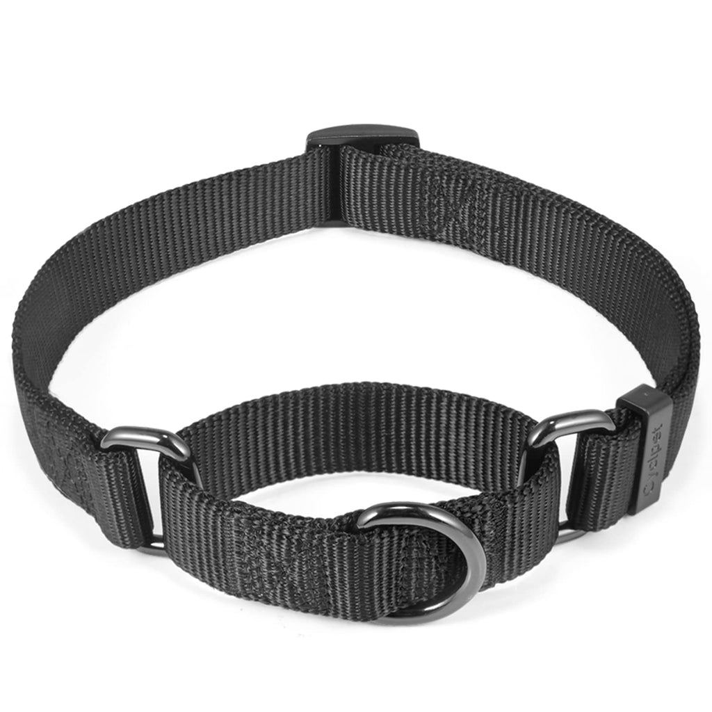 Cyclpet Nylon Adjustable Martingale Dog Collars,Comfort and Silky Training Dog Collar with Heavy Duty Clip for Active Dogs. Black Medium - PawsPlanet Australia