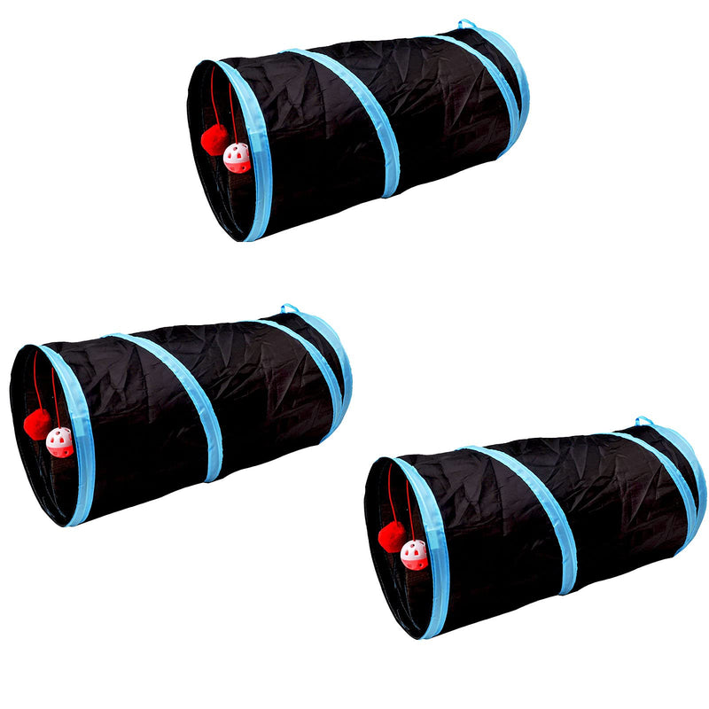iCAGY Cat Tunnel for Indoor Cats Interactive, Rabbit Tunnel Toys, Pet Toys Play Tunnels for Cats Kittens Rabbits Puppies Crinkle Collapsible S - 20"(3 Pcs) Black - PawsPlanet Australia