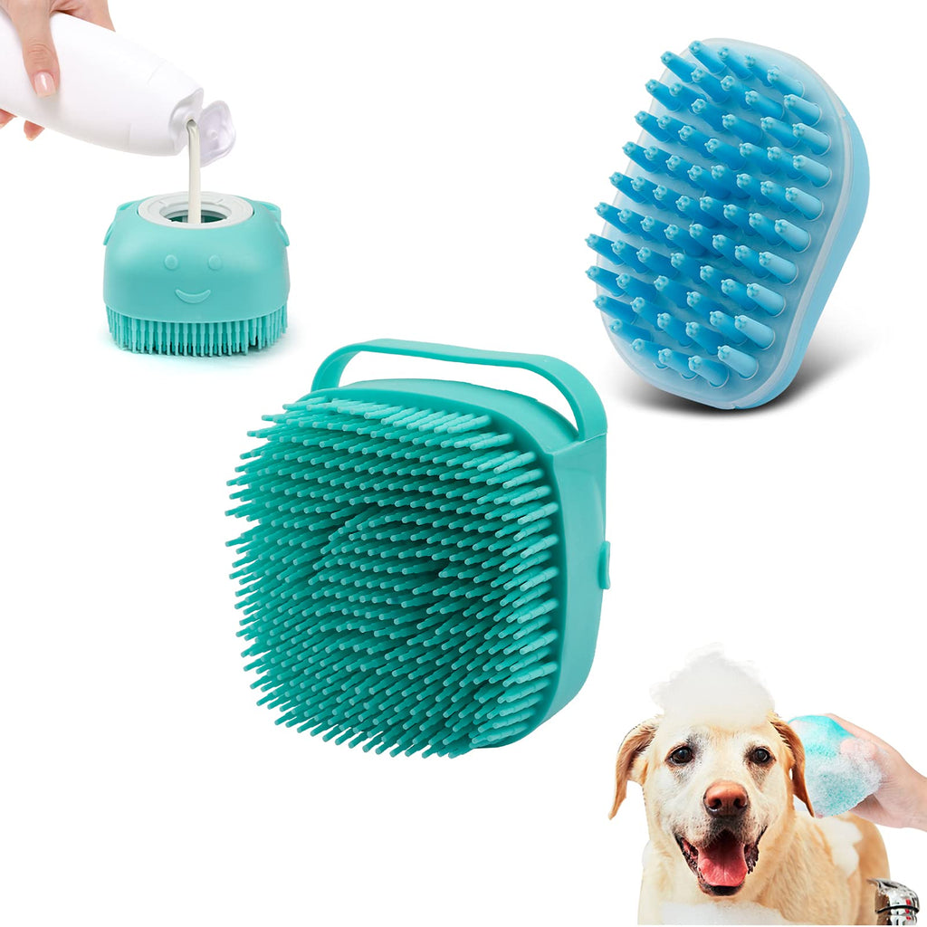 2Pack Dog Bath Brush, Soft Silicone Pet Shampoo Massage Dispenser Grooming Shower Brush for Short Long Haired Dogs and Cats Washing, ISWAYSTORE - PawsPlanet Australia