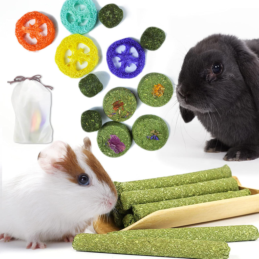 Epessa Tunnel Toys Set for Guinea Pig Rabbit Rats Hamsters, Small Rabbit Chew Toys Set with Ball & Loofah Toys Fun Exercise for Small Animals (Green) Green - PawsPlanet Australia