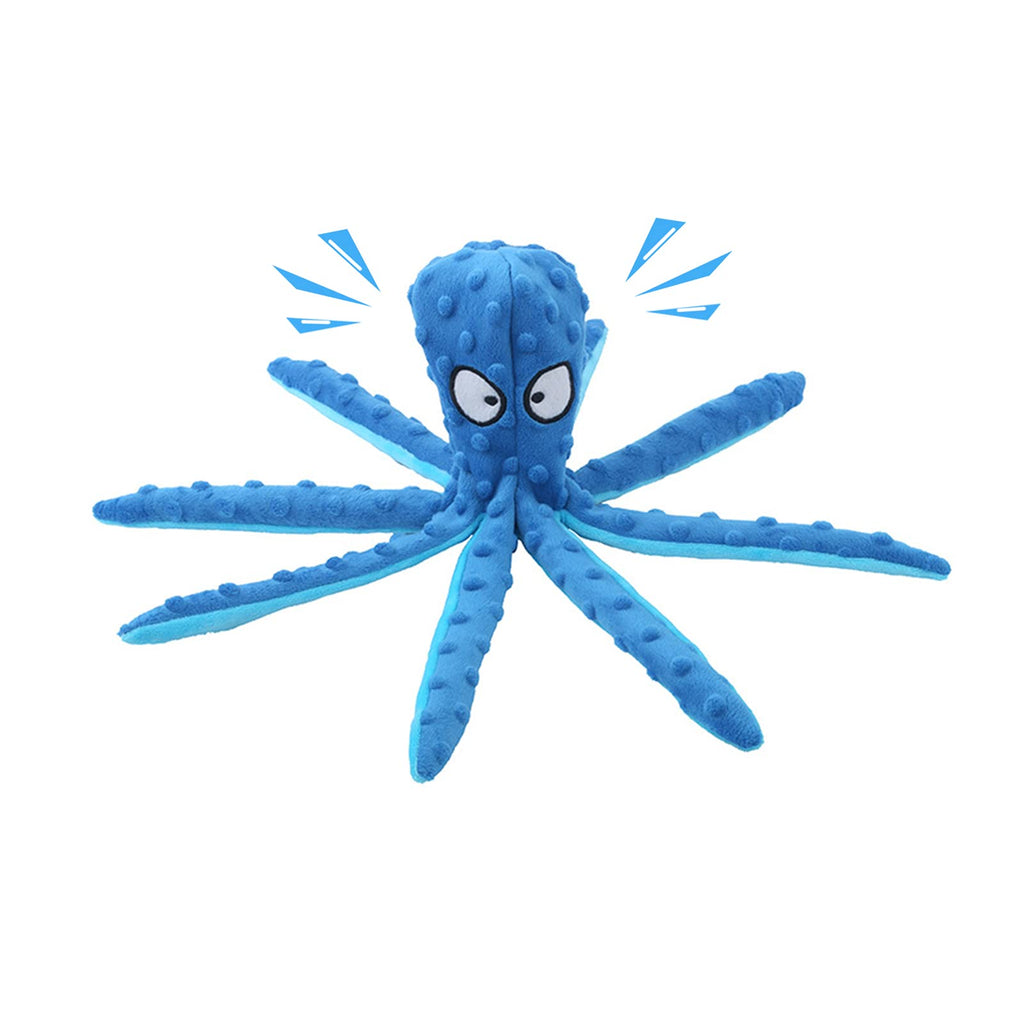 WishLotus Octopus Dog Chew Toy, No Stuffing Plush Dog Squeaky Toy with Crinkle Paper in Legs, Corduroy Interactive Dog Play Toy Dog Teething Toy for Small, Medium Dogs (Blue) Blue - PawsPlanet Australia