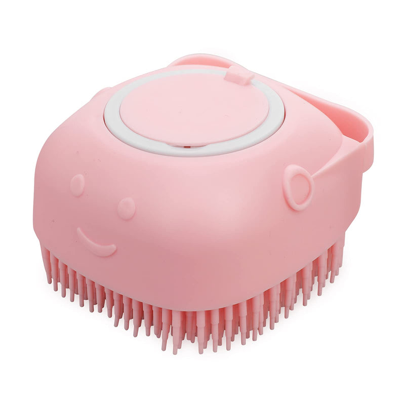 Molain Pet Dog Bath Brush Comb Silicone Rubber Dog Grooming Brush Silicone Puppy Massage Brush Hair Fur Grooming Cleaning Brush Soft Shampoo Dispenser (pink) pink - PawsPlanet Australia