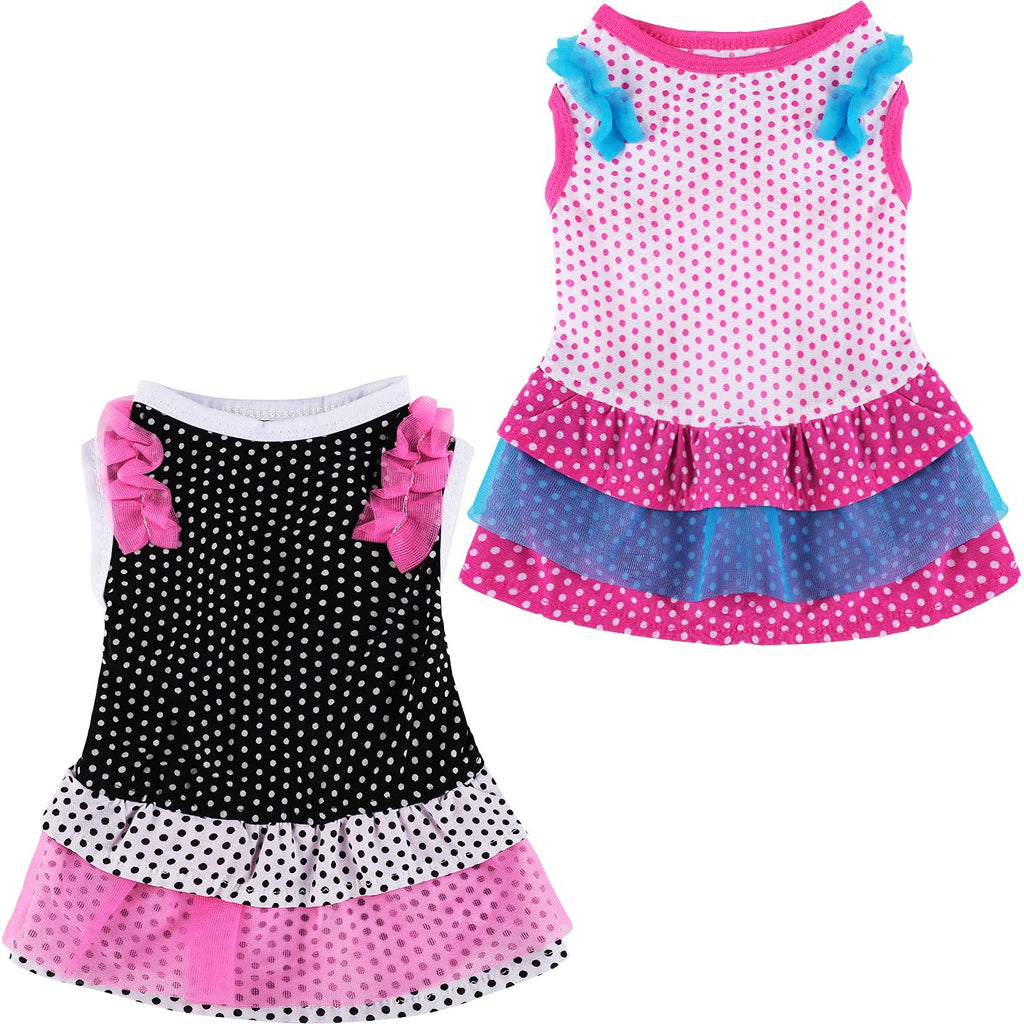 2 Pieces Dog Dot Dress Princess Puppy Adorable Skirt Pet Tutu Dress Party Apparel Clothes Doggie Outfits for Small Dogs Cats (Small) - PawsPlanet Australia