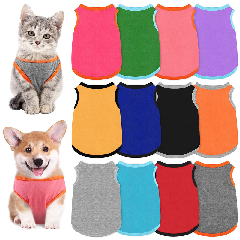 URATOT 12 Pieces Dog Shirts Pure Color Pet T Shirt Dog Outfit Soft and Breathable Pet Puppy Blank Clothes for Cats and Dogs, Size Small Green, Yellow, Red, Black, Mixed Colors - PawsPlanet Australia